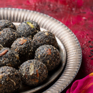 Homemade Black Til Peanut Laddus (Pure Ghee, Organic Jaggery, & Dry Fruits)