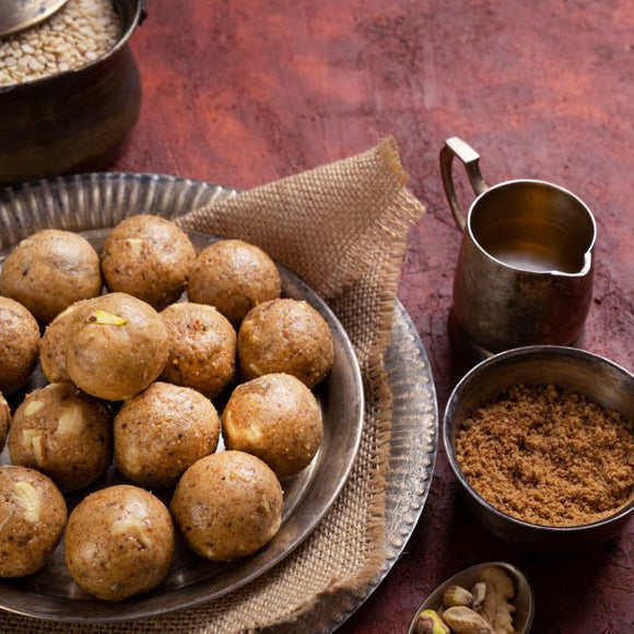 Homemade Urad Dal Laddus (Desi Ghee, Jaggery & Dry Fruits)