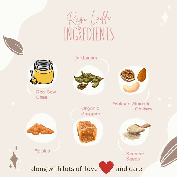 Homemade Ragi / Nachni Millet Laddus with Jaggery, Desi Cow Ghee Dry Fruits & Seeds