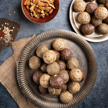 fresh homemade millet laddus - ragi, jowar bajra